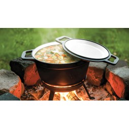 Kociołek żeliwny emaliowany z patelnią garnek myśliwski węgierski na ognisko grill 8l