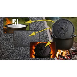 Kociołek żeliwny emaliowany, garnek myśliwski na ognisko grill 5l
