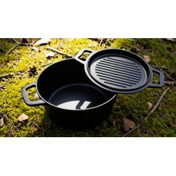 Kociołek żeliwny z patelnią garnek myśliwski węgierski na ognisko grill 8l