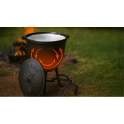 Kociołek żeliwny emaliowany, garnek myśliwski na ognisko grill 5l