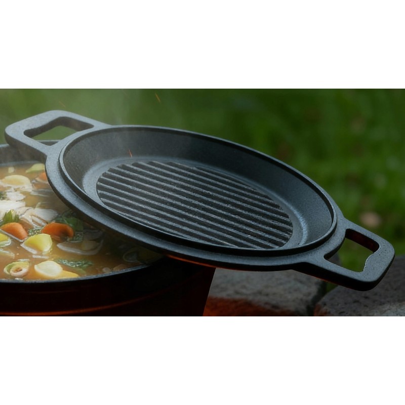 Kociołek żeliwny z patelnią garnek myśliwski węgierski na ognisko grill 8l