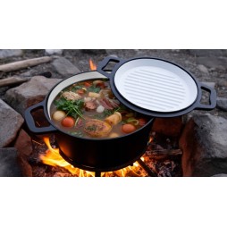 Kociołek żeliwny emaliowany z patelnią garnek myśliwski węgierski na ognisko grill 8l