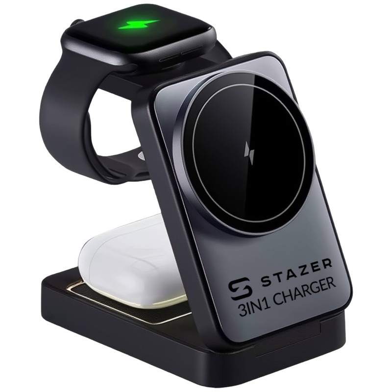 BEZPRZEWODOWA ŁADOWARKA INDUKCYJNA WIRELESS DO APPLE WATCH, IPHONE I AIRPODS 3W1 15W MAGSAFE QI