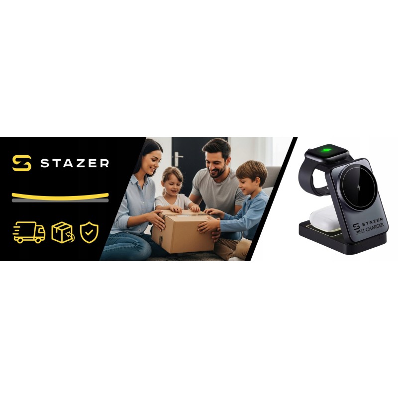 BEZPRZEWODOWA ŁADOWARKA INDUKCYJNA WIRELESS DO APPLE WATCH, IPHONE I AIRPODS 3W1 15W MAGSAFE QI