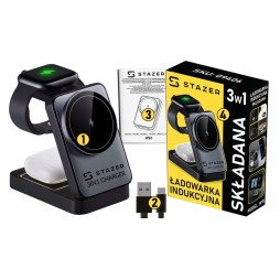 BEZPRZEWODOWA ŁADOWARKA INDUKCYJNA WIRELESS DO APPLE WATCH, IPHONE I AIRPODS 3W1 15W MAGSAFE QI