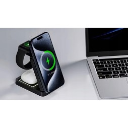 BEZPRZEWODOWA ŁADOWARKA INDUKCYJNA WIRELESS DO APPLE WATCH, IPHONE I AIRPODS 3W1 15W MAGSAFE QI