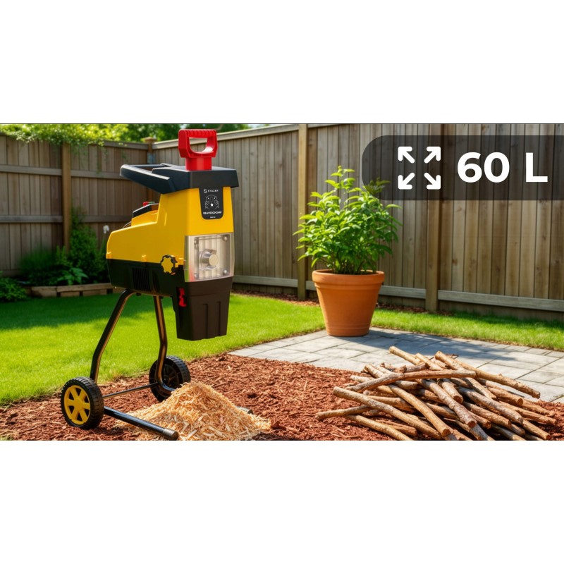 Rozdrabniacz Elektryczny Rębak do Gałęzi Frezowy 60l 44mm 3600W