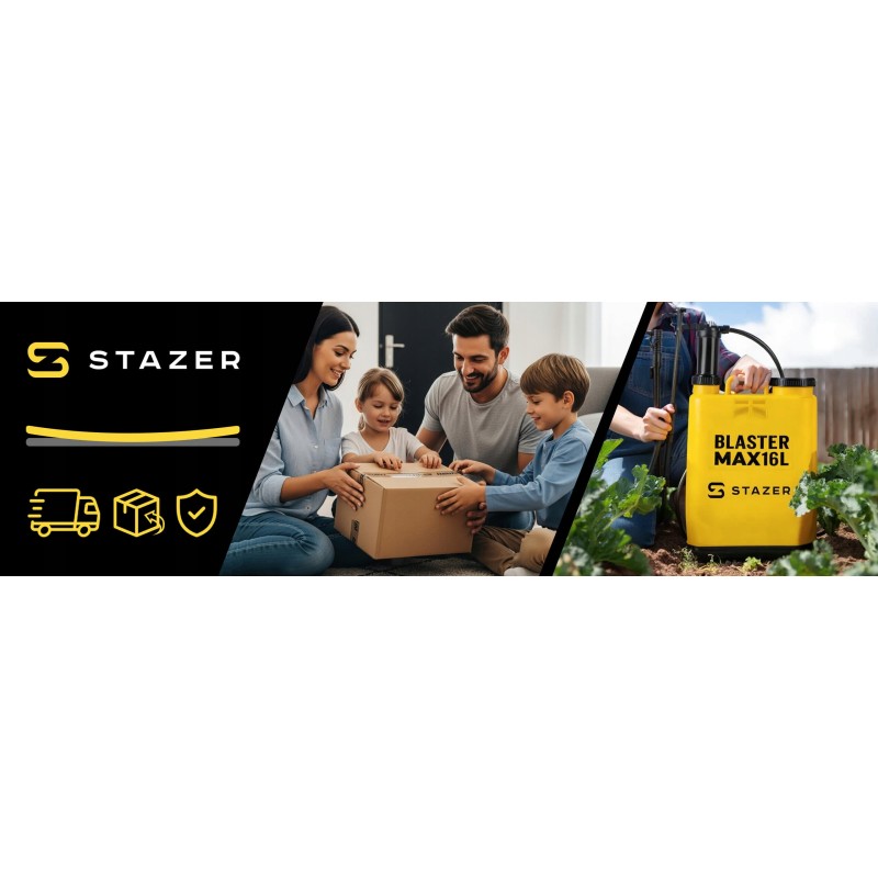 STAZER BLASTER MAX – Opryskiwacz Plecakowy Ciśnieniowy Ręczny Ogrodowy 16 l, Lanca Teleskopowa 46–80 cm