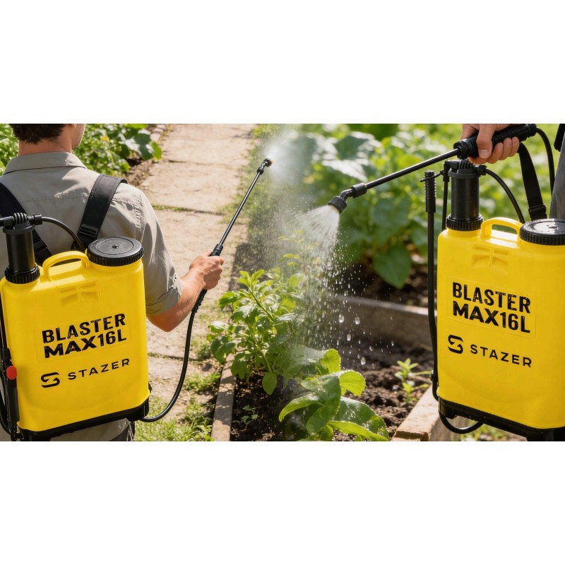STAZER BLASTER MAX – Opryskiwacz Plecakowy Ciśnieniowy Ręczny Ogrodowy 16 l, Lanca Teleskopowa 46–80 cm