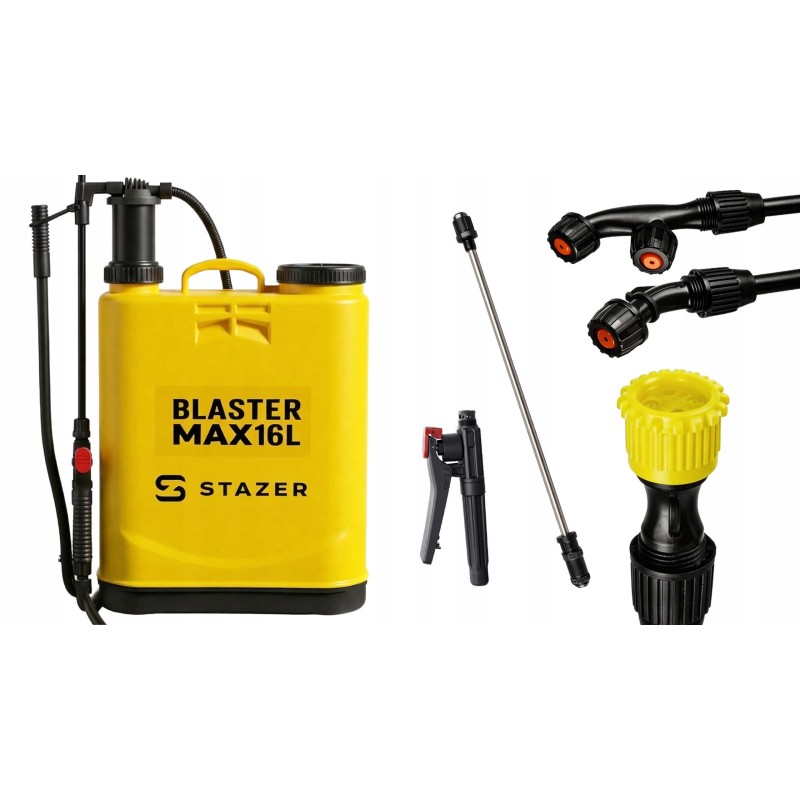 STAZER BLASTER MAX – Opryskiwacz Plecakowy Ciśnieniowy Ręczny Ogrodowy 16 l, Lanca Teleskopowa 46–80 cm