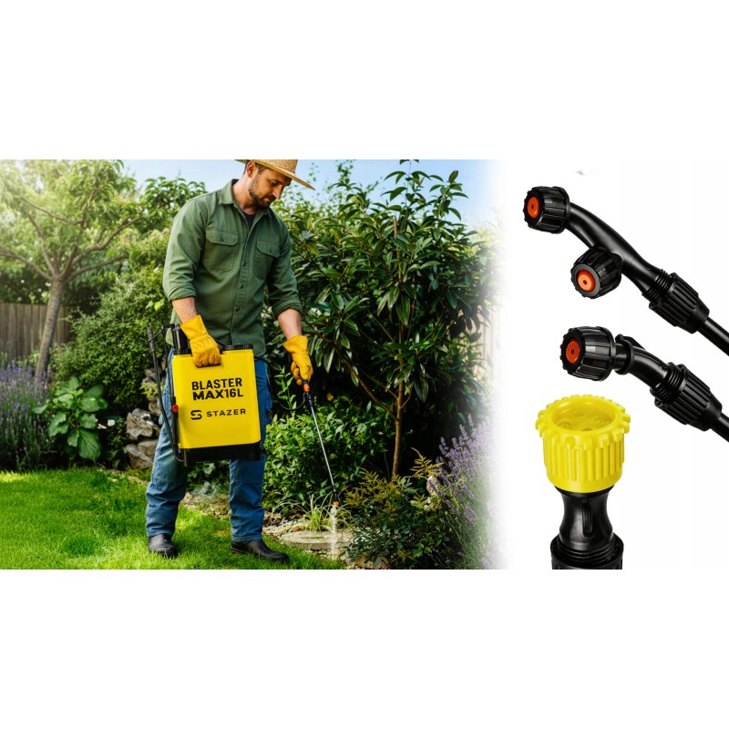 STAZER BLASTER MAX – Opryskiwacz Plecakowy Ciśnieniowy Ręczny Ogrodowy 16 l, Lanca Teleskopowa 46–80 cm
