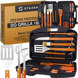 Zestaw przyborów do grilla 18 szt. - akcesoria do grillowania w etui