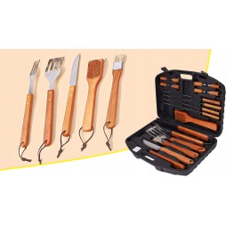 Zestaw przyborów do grilla 18 szt. - akcesoria do grillowania w etui
