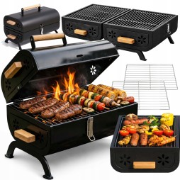 Grill przenośny  turystyczny węglowy składany walizka kempingowy ogrodowy bbq skrzynka