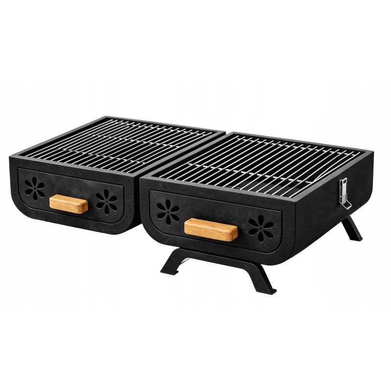 Grill przenośny  turystyczny węglowy składany walizka kempingowy ogrodowy bbq skrzynka