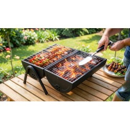 Grill węglowy ogrodowy przenośny składany beczka kempingowy turystyczny