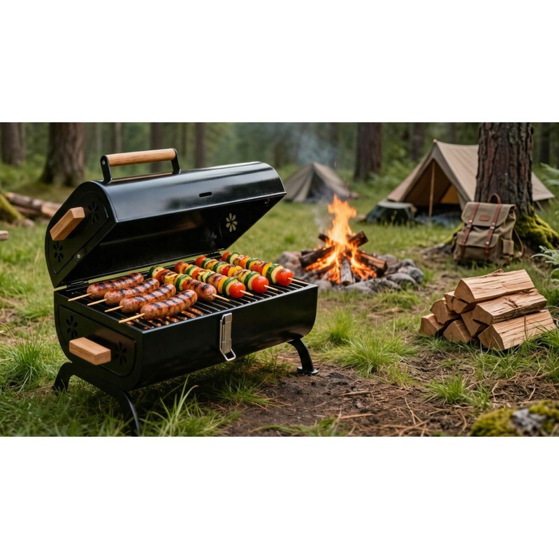 Grill przenośny  turystyczny węglowy składany walizka kempingowy ogrodowy bbq skrzynka
