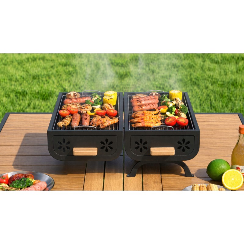 Grill przenośny  turystyczny węglowy składany walizka kempingowy ogrodowy bbq skrzynka