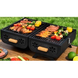 Grill przenośny  turystyczny węglowy składany walizka kempingowy ogrodowy bbq skrzynka