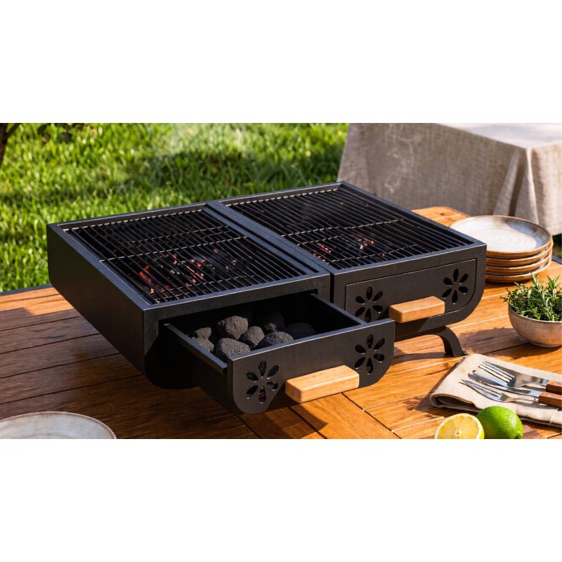 Grill przenośny  turystyczny węglowy składany walizka kempingowy ogrodowy bbq skrzynka