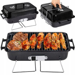Grill turystyczny przenośny węglowy składany BBQ kempingowy walizka pojemny