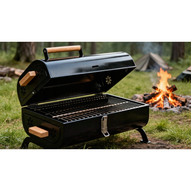 Grill przenośny  turystyczny węglowy składany walizka kempingowy ogrodowy bbq skrzynka