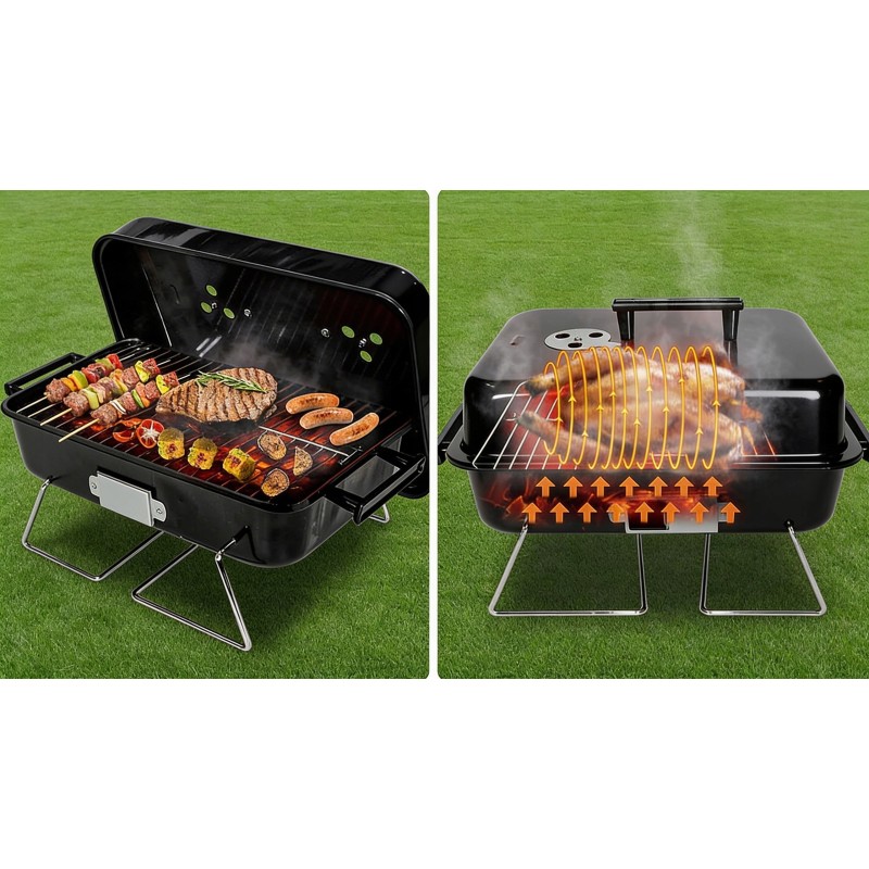 Grill turystyczny przenośny węglowy składany BBQ kempingowy walizka pojemny