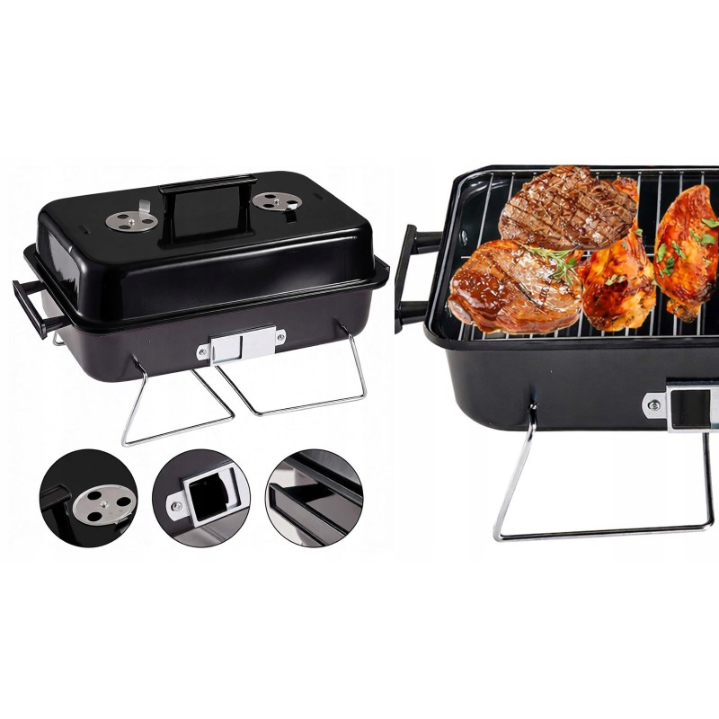 Grill turystyczny przenośny węglowy składany BBQ kempingowy walizka pojemny