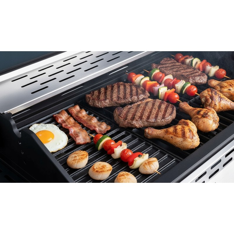 Grill gazowy ruszt żeliwny nierdzewny ogrodowy palnik boczny 4+1 13,7 KW