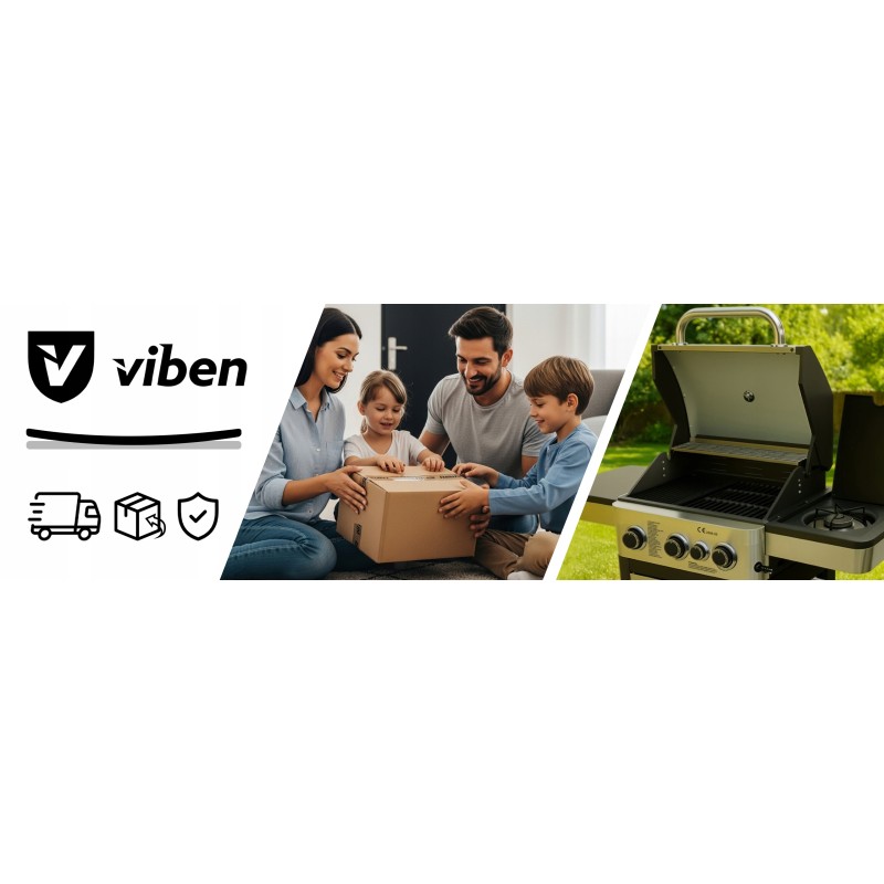 GRILL GAZOWY Z RUSZTEM ŻELIWNYM NIERDZEWNY OGRODOWY PALNIK BOCZNY 3+1 9.9KW