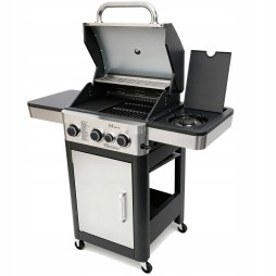 GRILL GAZOWY Z RUSZTEM ŻELIWNYM NIERDZEWNY OGRODOWY PALNIK BOCZNY 3+1 9.9KW