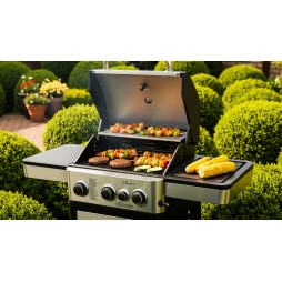 GRILL GAZOWY Z RUSZTEM ŻELIWNYM NIERDZEWNY OGRODOWY PALNIK BOCZNY 3+1 9.9KW