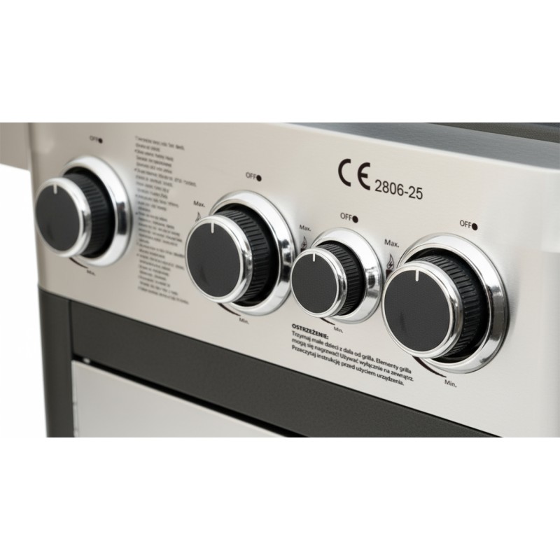 GRILL GAZOWY Z RUSZTEM ŻELIWNYM NIERDZEWNY OGRODOWY PALNIK BOCZNY 3+1 9.9KW