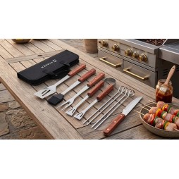 Zestaw przyrządów do grillowania BBQ 9 elementów z etui