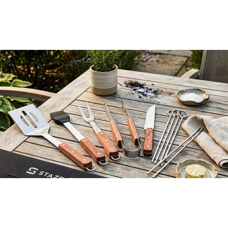 Zestaw przyrządów do grillowania BBQ 9 elementów z etui