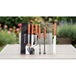 Zestaw przyrządów do grillowania BBQ 9 elementów z etui