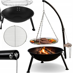viben FireRod – grill ogrodowy palenisko trójnóg z podwieszanym rusztem i misą paleniskową