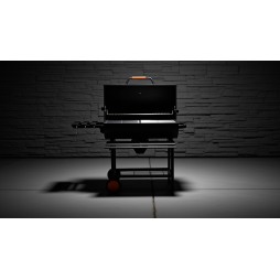 VIBEN FIRETUBE PRO - duży grill węglowy ogrodowy z pokrywą, 2 ruszty, popielnik, termometr, stal, 2 półki