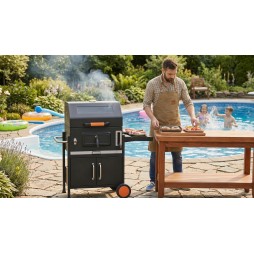 VIBEN Titan Pro - duży grill węglowy ogrodowy z pokrywą, żeliwnym rusztem, termometrem i szybą