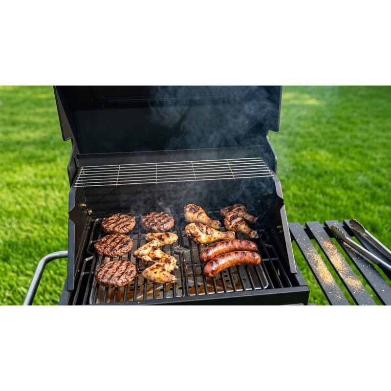 VIBEN Titan Pro - duży grill węglowy ogrodowy z pokrywą, żeliwnym rusztem, termometrem i szybą
