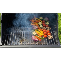 VIBEN Titan Pro - duży grill węglowy ogrodowy z pokrywą, żeliwnym rusztem, termometrem i szybą