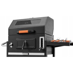 VIBEN Titan Pro - duży grill węglowy ogrodowy z pokrywą, żeliwnym rusztem, termometrem i szybą