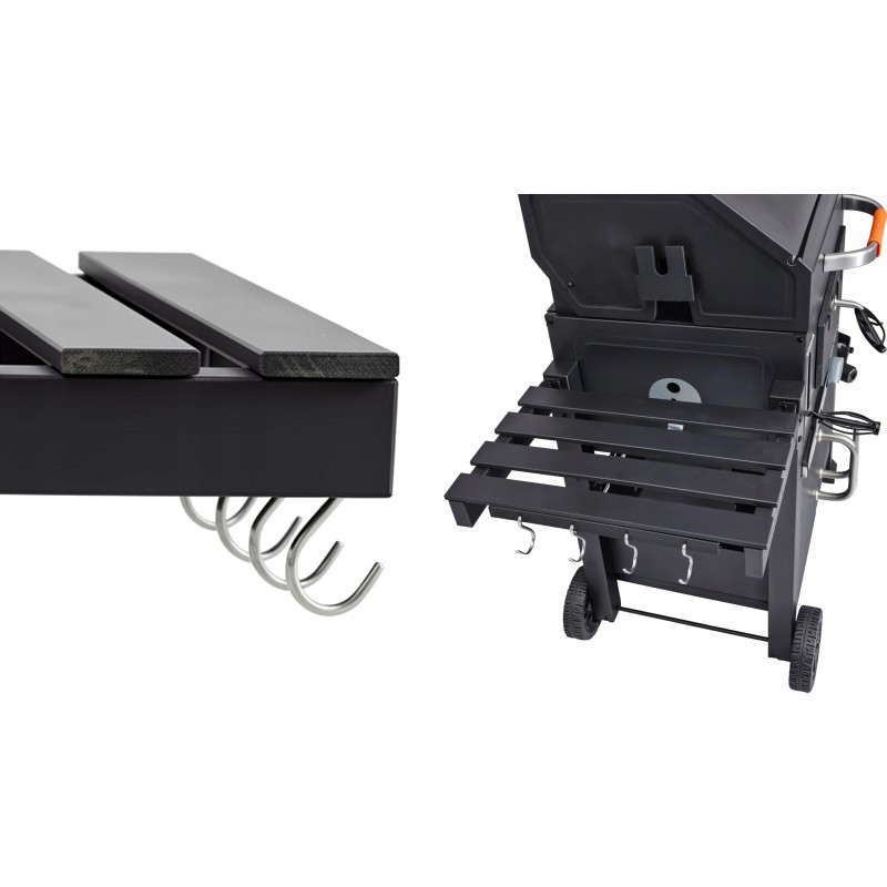 VIBEN Titan Pro - duży grill węglowy ogrodowy z pokrywą, żeliwnym rusztem, termometrem i szybą