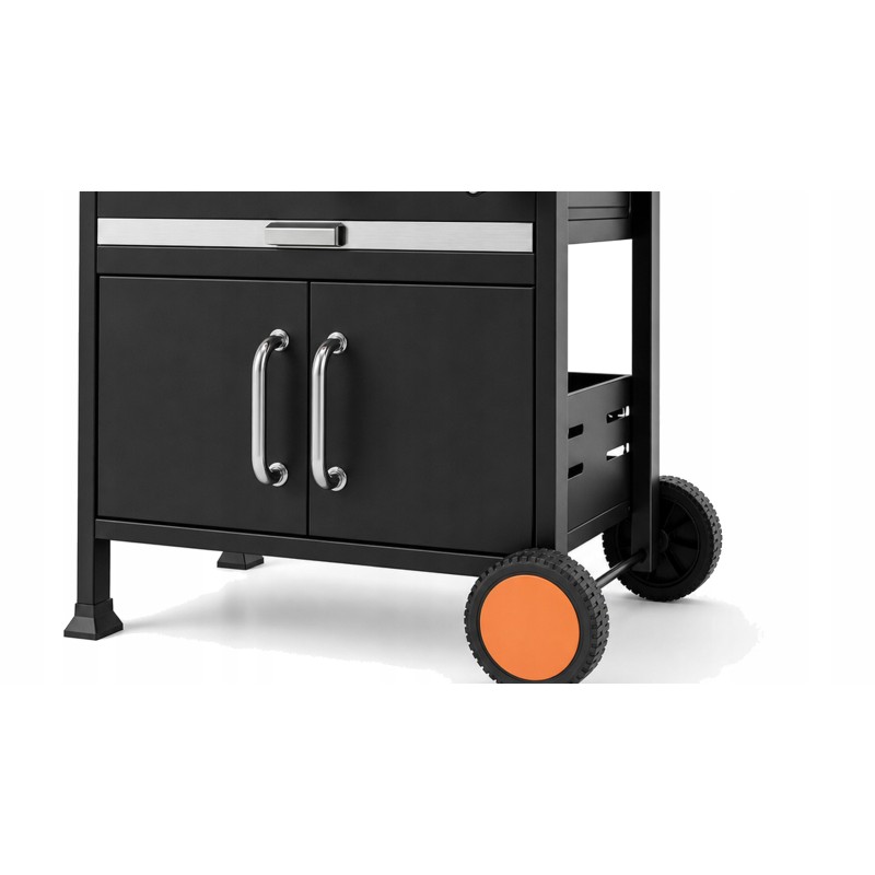 VIBEN Titan Pro - duży grill węglowy ogrodowy z pokrywą, żeliwnym rusztem, termometrem i szybą