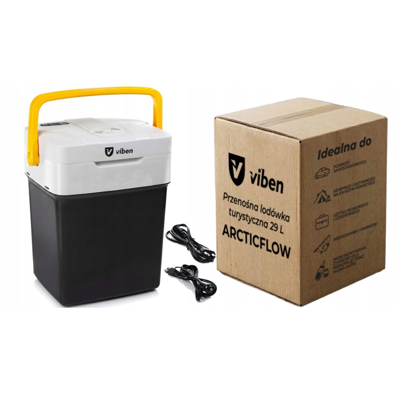 VIBEN ArcticFlow przenośna lodówka turystyczna samochodowa z funkcją grzania USB 12V 230V 29 l