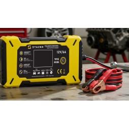 Prostownik samochodowy do ładowania akumulatorów, AGM, żelowe, kwasowe, z funkcją naprawy 12v/6A lcd