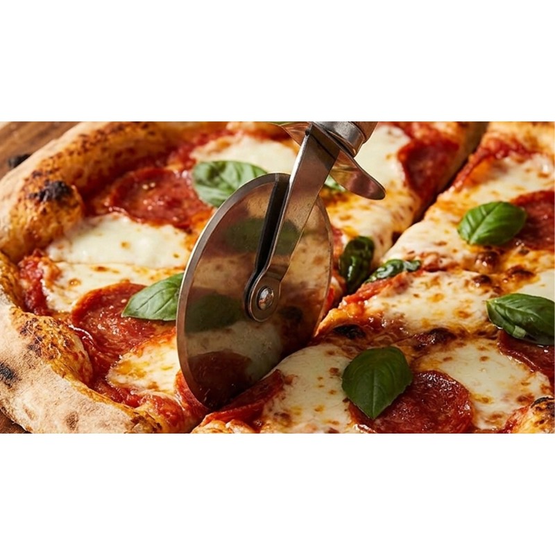 Nóż do pizzy z okrągłym ostrzem - praktyczny produkt do kuchni ze stali nierdzewnej