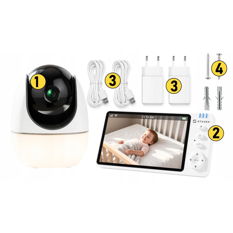 Niania elektroniczna Smart 2w1 z kamerą, aplikacją i monitorem 5"