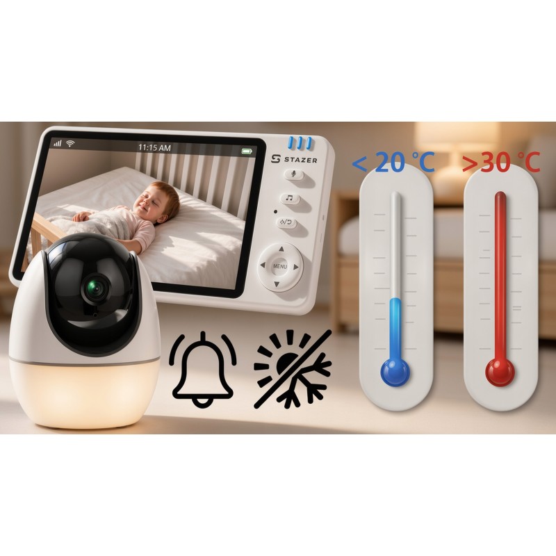 Niania elektroniczna Smart 2w1 z kamerą, aplikacją i monitorem 5"
