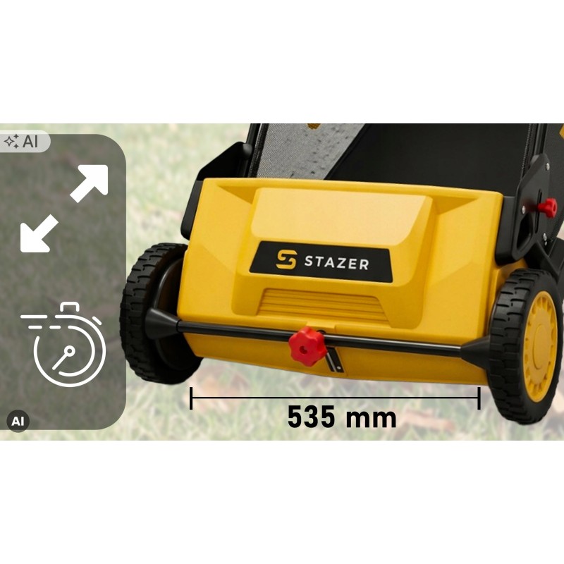 Zamiatarka ręczna do liści, trawy i kostki brukowej - 4 szczotki, 103 l, 535 mm
